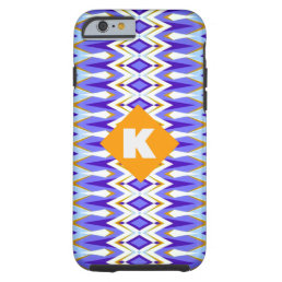 Monogram Letter K Blue and Orange Argyle geometric Tough iPhone 6 Case