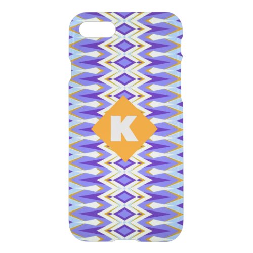 Monogram Letter K Blue and Orange Argyle geometric iPhone SE87 Case