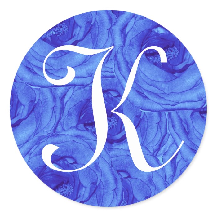 Monogram Letter K Blue Rose Sticker