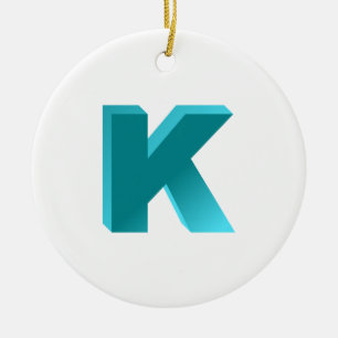 Monogram Letter K Ceramic Ornament