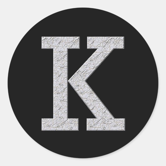Monogram Letter K Classic Round Sticker (Front)