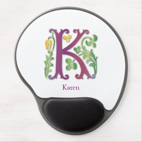 Monogram Letter K Gel Mouse Pad