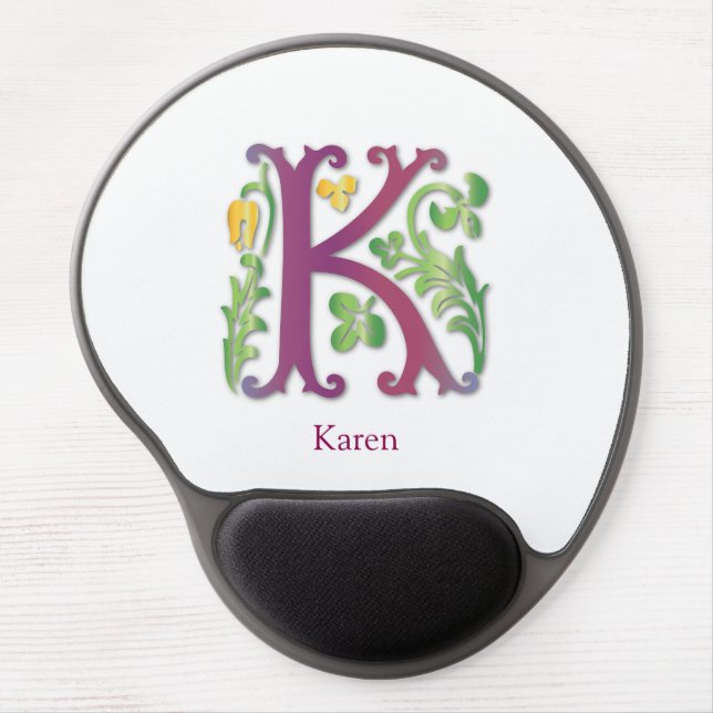 Monogram Letter K Gel Mouse Pad (Front)