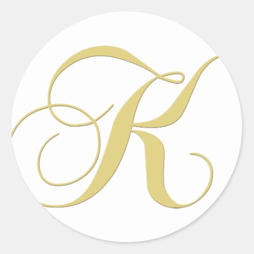 Monogram Letter K Golden Single Classic Round Sticker