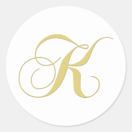 Monogram Letter K Golden Single Classic Round Sticker