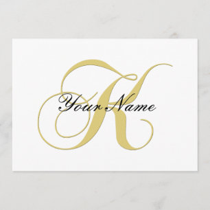Monogram Letter K Golden Single Customizable Invitation