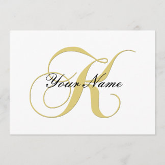 Monogram Letter K Golden Single Customizable Invitation