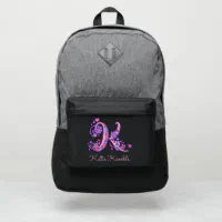 Monogram letter K hearts flower custom name Port Authority
