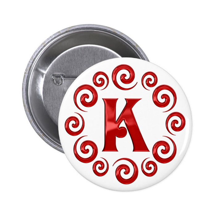 Monogram Letter K Red Pins