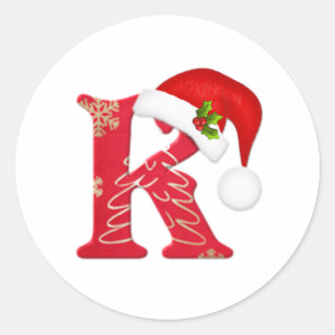 Monogram letter K, Santa hat Christmas  Sticker