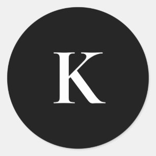 Monogram Letter K Sticker – Black & White Minimal 