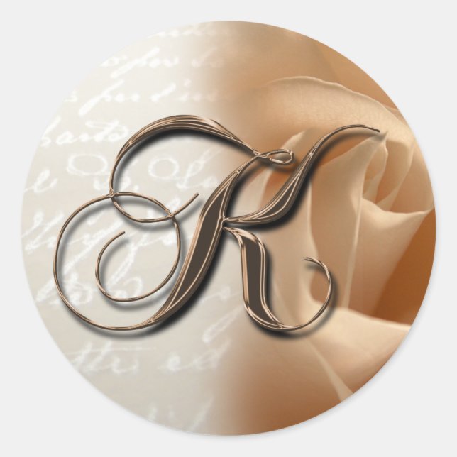 Monogram Letter K Wedding Envelope Sticker (Front)