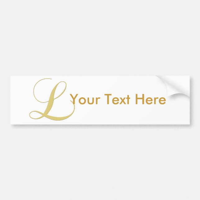 Monogram Letter L Golden Single Bumper Sticker (Front)