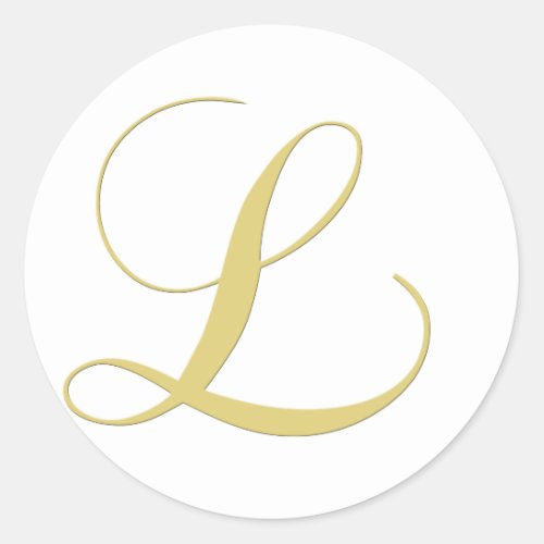 Monogram Letter L Golden Single Classic Round Sticker