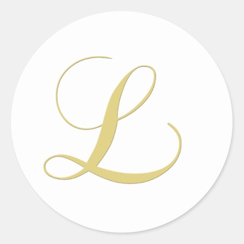 Monogram Letter L Golden Single Classic Round Sticker