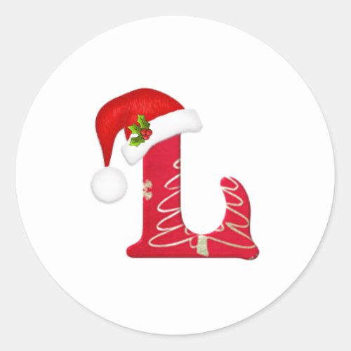 Monogram letter L Santa hat Christmas  Sticker