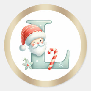 Monogram letter L, Santa hat Christmas  Sticker