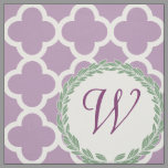 Monogram Letter Lilac Purple Green Quatrefoil Girl Fabric