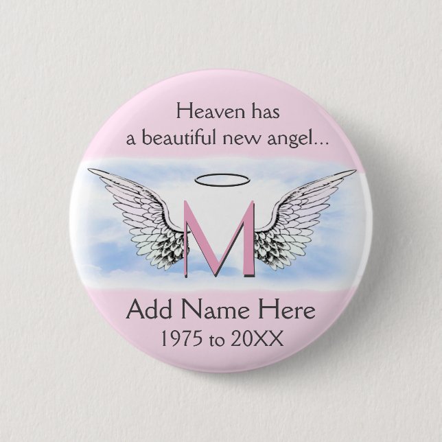 Monogram | Letter M | Add Name | Memorial Button (Front)