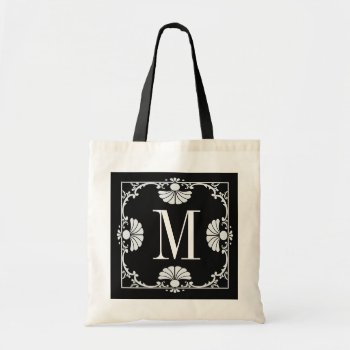 Monogram Letter M Black And White Design Totebag Tote Bag by ggbythebay at Zazzle