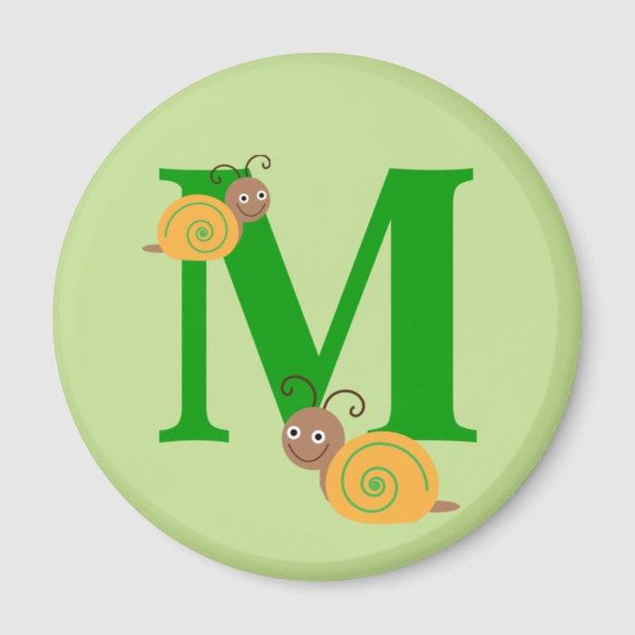 Monogram letter M brian the snail kids magnet