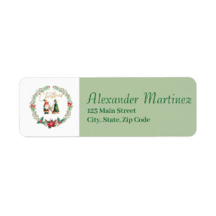 Monogram Letter M :Christmas Wreath w/ Santa Claus Label