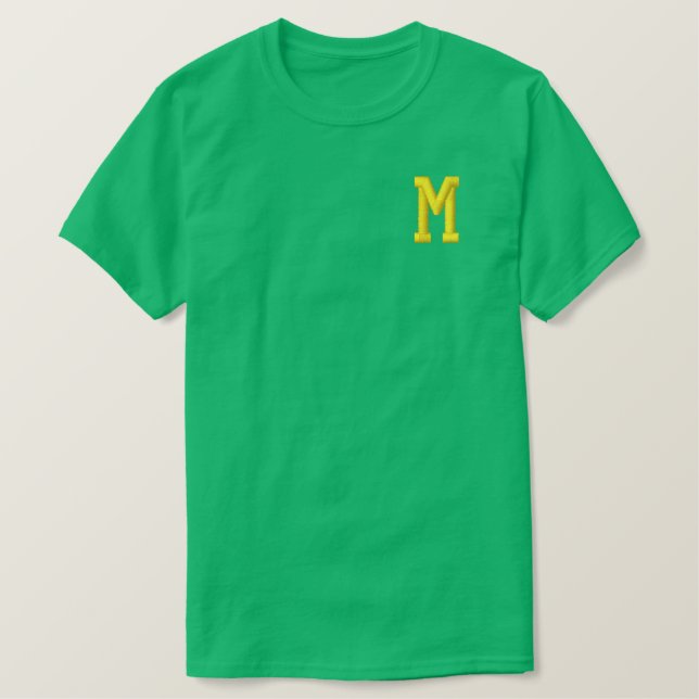 MONOGRAM LETTER M EMBROIDERED T-SHIRT (Design Front)
