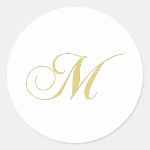 Monogram Letter M Golden Single Classic Round Sticker
