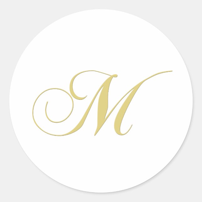 Monogram Letter M Golden Single Classic Round Sticker (Front)