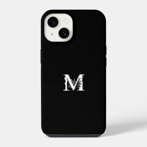 MONOGRAM LETTER M MINIMALIST BLACK iPhone 14 CASE