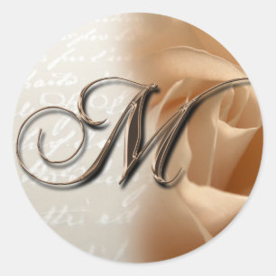 Monogram Letter M  Wedding Envelope Sticker