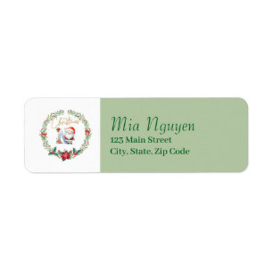 Monogram Letter N :Christmas Wreath w/ Santa Claus Label