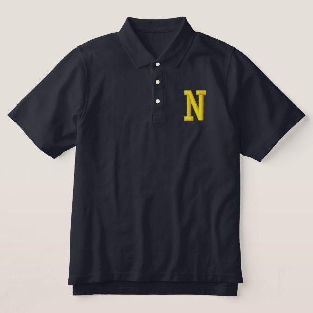 MONOGRAM LETTER N EMBROIDERED POLO SHIRT (Design Front)