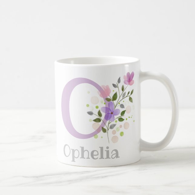 Monogram Letter O & Christian Name Coffee Mug (Right)