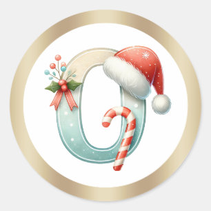 Monogram letter O, Santa hat Christmas Sticker