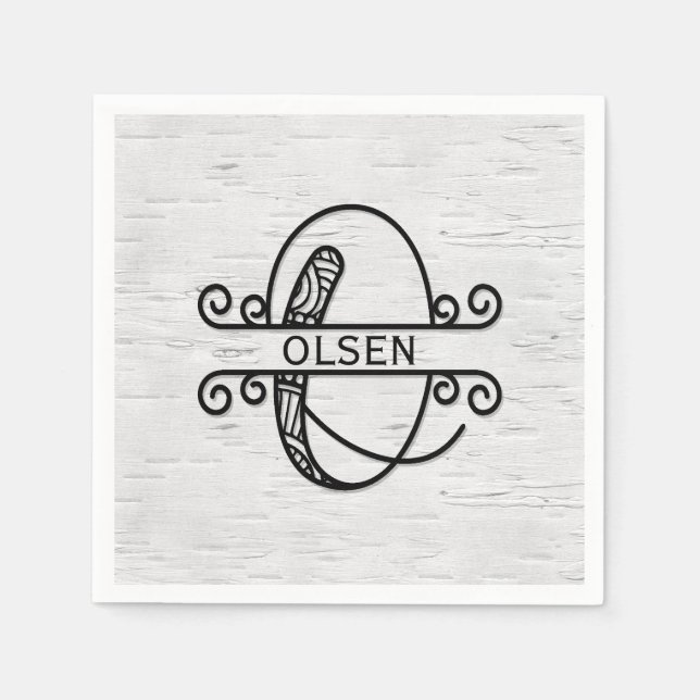Monogram Letter O with Family Name   Napkins (Front)