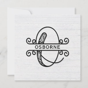 Monogram Letter O with Family Name Note Card