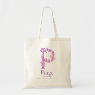 Monogram letter P orchids watercolor Paige custom Tote Bag