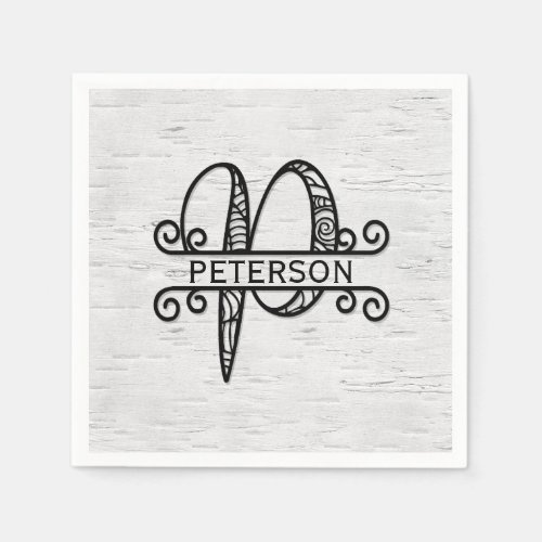 Monogram Letter P with Family Name  Napkins