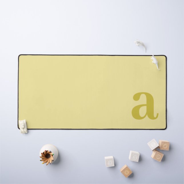 Monogram Letter Pale Yellow & Mustard Minimalist Desk Mat (Kids Table)