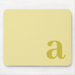 Monogram Letter Pale Yellow & Mustard Minimalist Mouse Pad