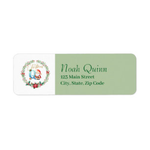 Monogram Letter Q :Christmas Wreath w/ Santa Claus Label
