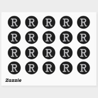 R Monogram Black and White Stickers