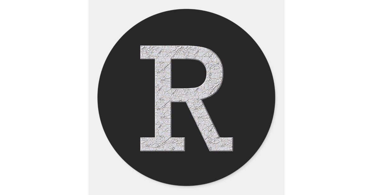R Monogram Black and White Stickers