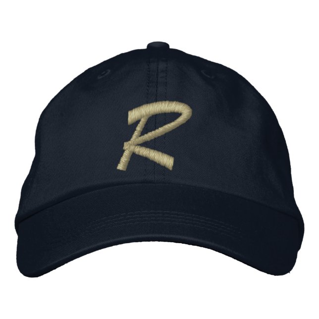 Monogram Letter R Embroidered Baseball Cap (Front)
