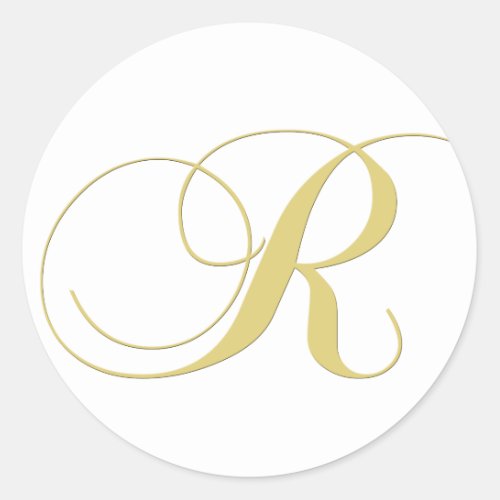 Monogram Letter R Golden Single Classic Round Sticker