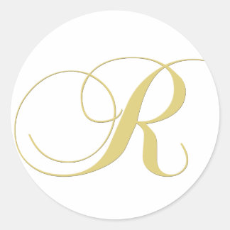Monogram Letter R Golden Single Classic Round Sticker