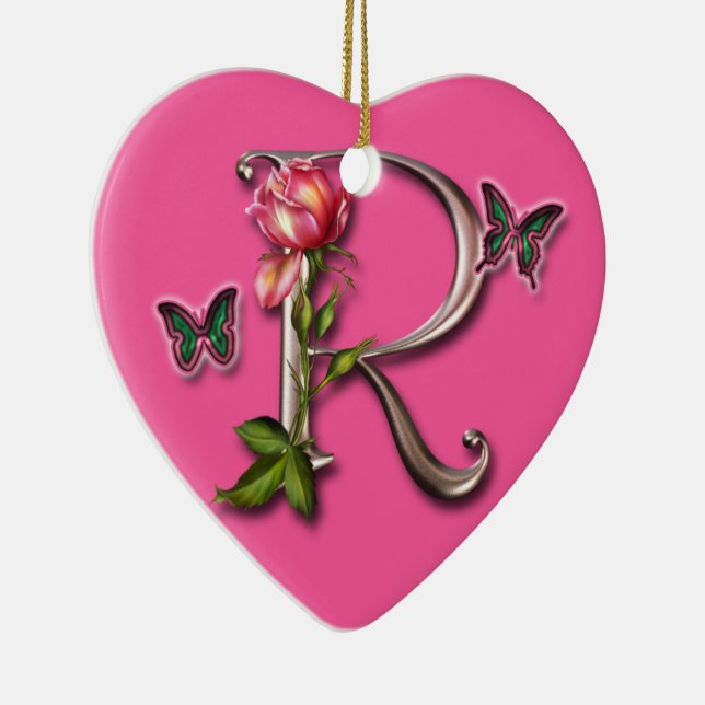 MONOGRAM LETTER R - HEART ORNAMENT | Zazzle