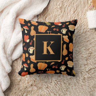 Monogram Letter Retro Food Pattern Cooking Chef