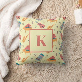 Monogram Letter Retro Musical Instrument Pattern
